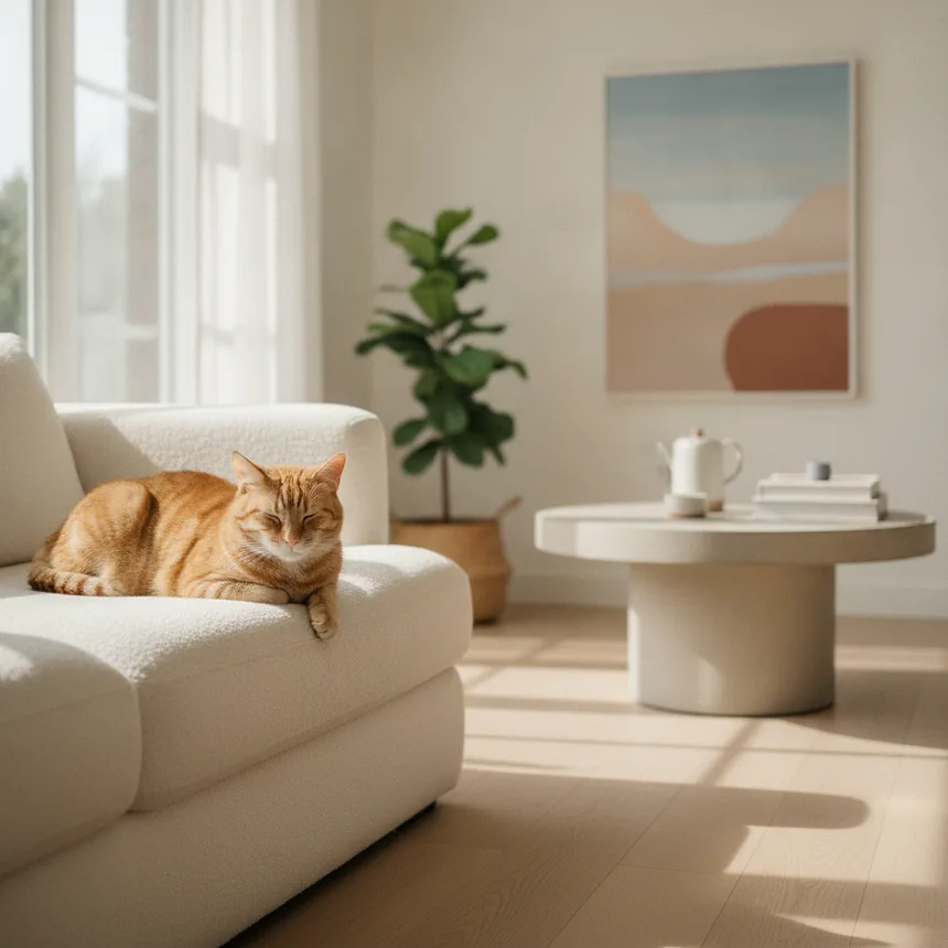 Chat détendu à la maison
