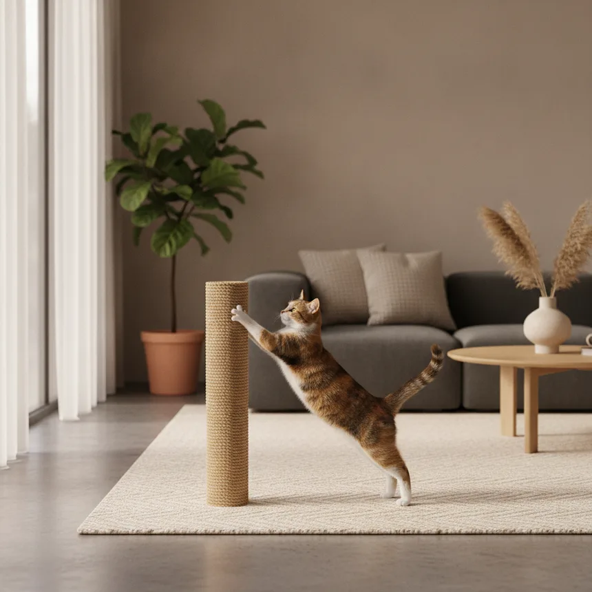 Chat près d’un canapé